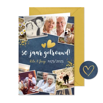 Huwelijksjubileum fotocollage uitnodiging feest 50 jaar 